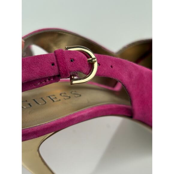 VTG Guess Sillito High Heels Pink Suede Sandals Platform Size 7.5M Y2k Clubbing - Picture 5 of 14